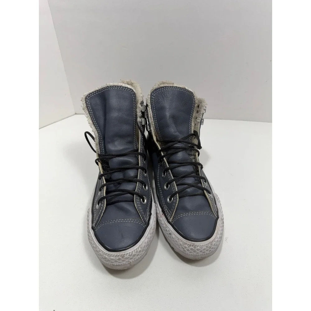 Converse Chuck Taylor All Star City hiker gray Leather Faux Fur‎ Boots 144732C